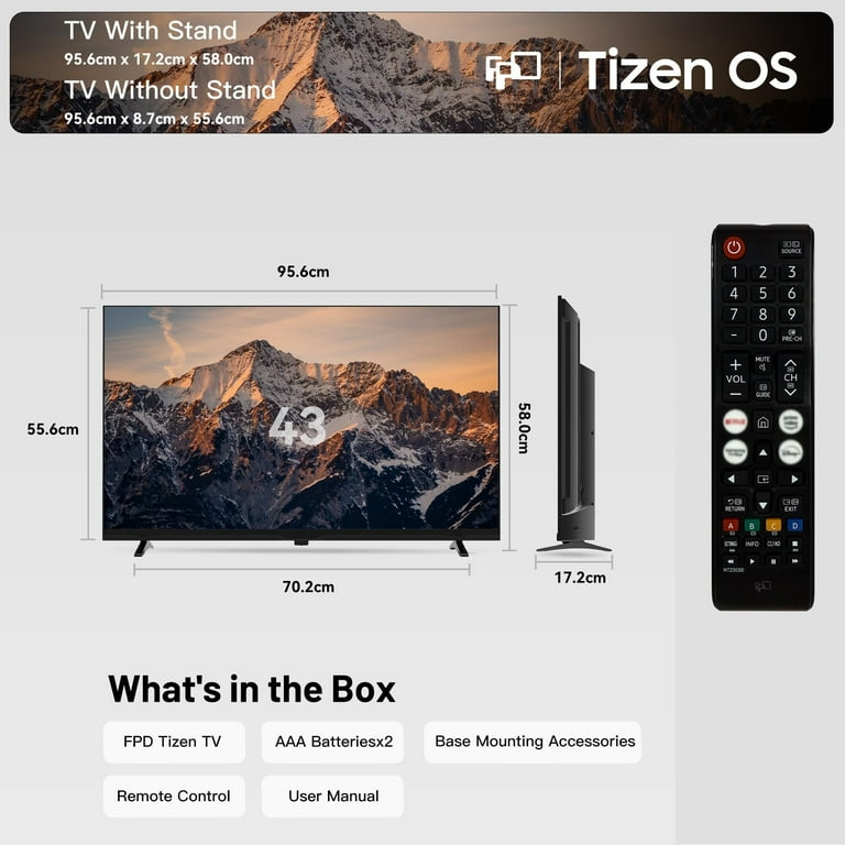 FPD 43-inch Smart TV with Tizen OS - 1080p FHD, HDR10, Dolby Audio
