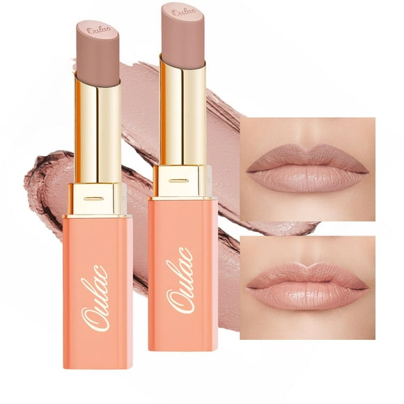 Set de pintalabios Oulac Beige Nude Satin con ácido hialurónico, 4 ml x 2