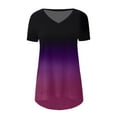 thumbnail image 4 of Bigersell Womens Tunic Tops, Short Sleeve V-Neck T Shirts Casual Loose Blouse for Women Summer Tops Ladies Gradient Print High Low Pullover Shirts C-Purple XXL, 4 of 5