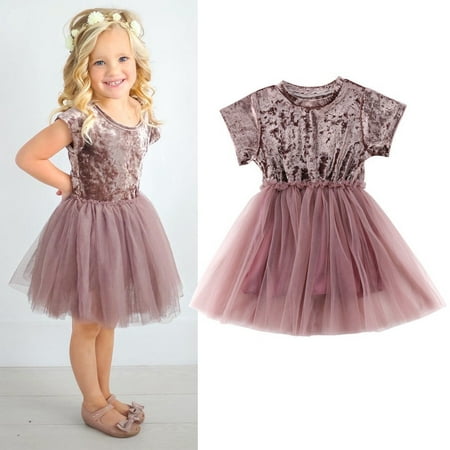 Kids Baby Girls Princess Dress Short Sleeve Velvet Party Pageant Dresses  Skirts | Walmart Canada
