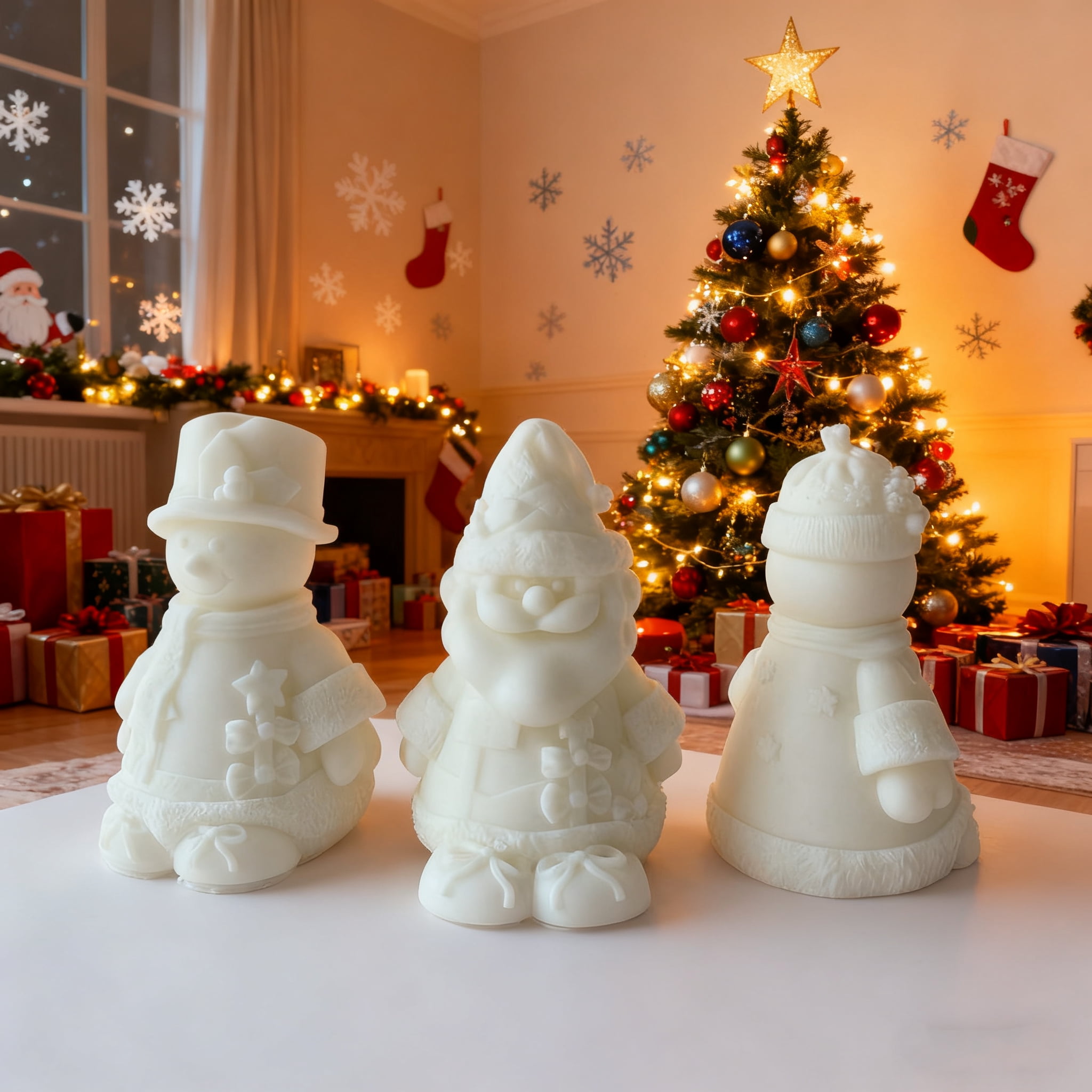 JDH 2PCS Christmas Mold Christmas Snowman Aromatherapy Candle Silicone Molds Resin Casting Mould for DIY Candle Making Polymer Clay Craft Plaster Christmas Home Desktop Decoration
