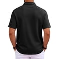 thumbnail image 5 of Qwertyu Mens Polo Shirts Short Sleeve Casual 3 Buttons Textured Golf Shirts Summer Collared T-Shirt Black M, 5 of 8