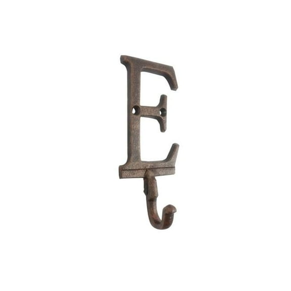 Handcrafted Model Ships K-9056-E-rc 6 x 1 x 3 in. Rustic Copper Cast Iron Letter E Alphabet Wall Hooks