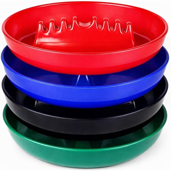 Ash Tray For Cigarettes & Cigar (Pack of 4) 7" Colored Round Plastic Melamine Tabletop s - Indoor/Outdoor, Patio, Restaurant Style