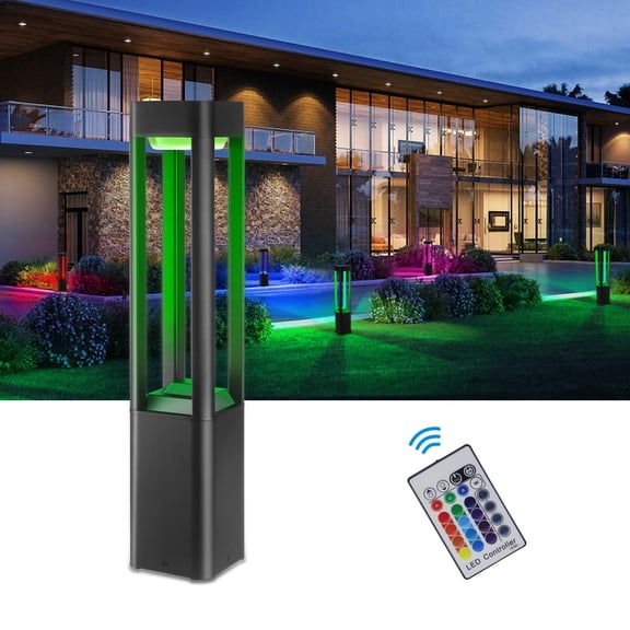 Bollard Lights Outdoor, 48W RGB 3000K Warm White Color Changin