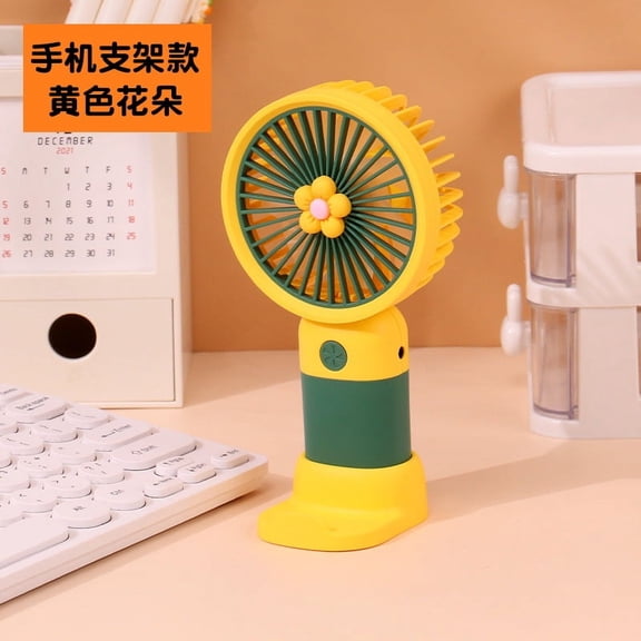 Cartoon Fruit Flower Portable Desktop Lazy Fan Mobile Phone Stand Multi Use Handheld Small Fan Student Charging Edition
