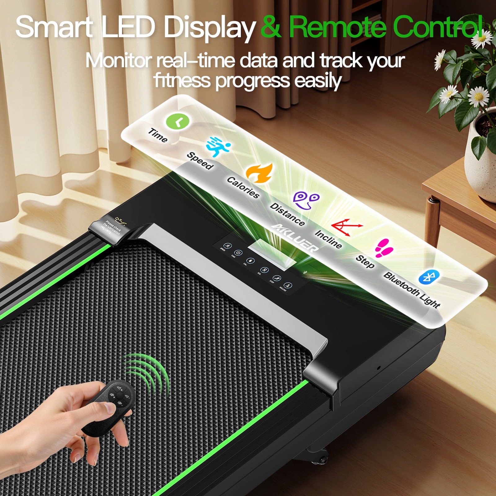 Akluer 2.5HP Walking Pad, with 12% Auto Incline Treadmills, Smart App Scenic Routes & Bluetooth Speaker for Home and Office