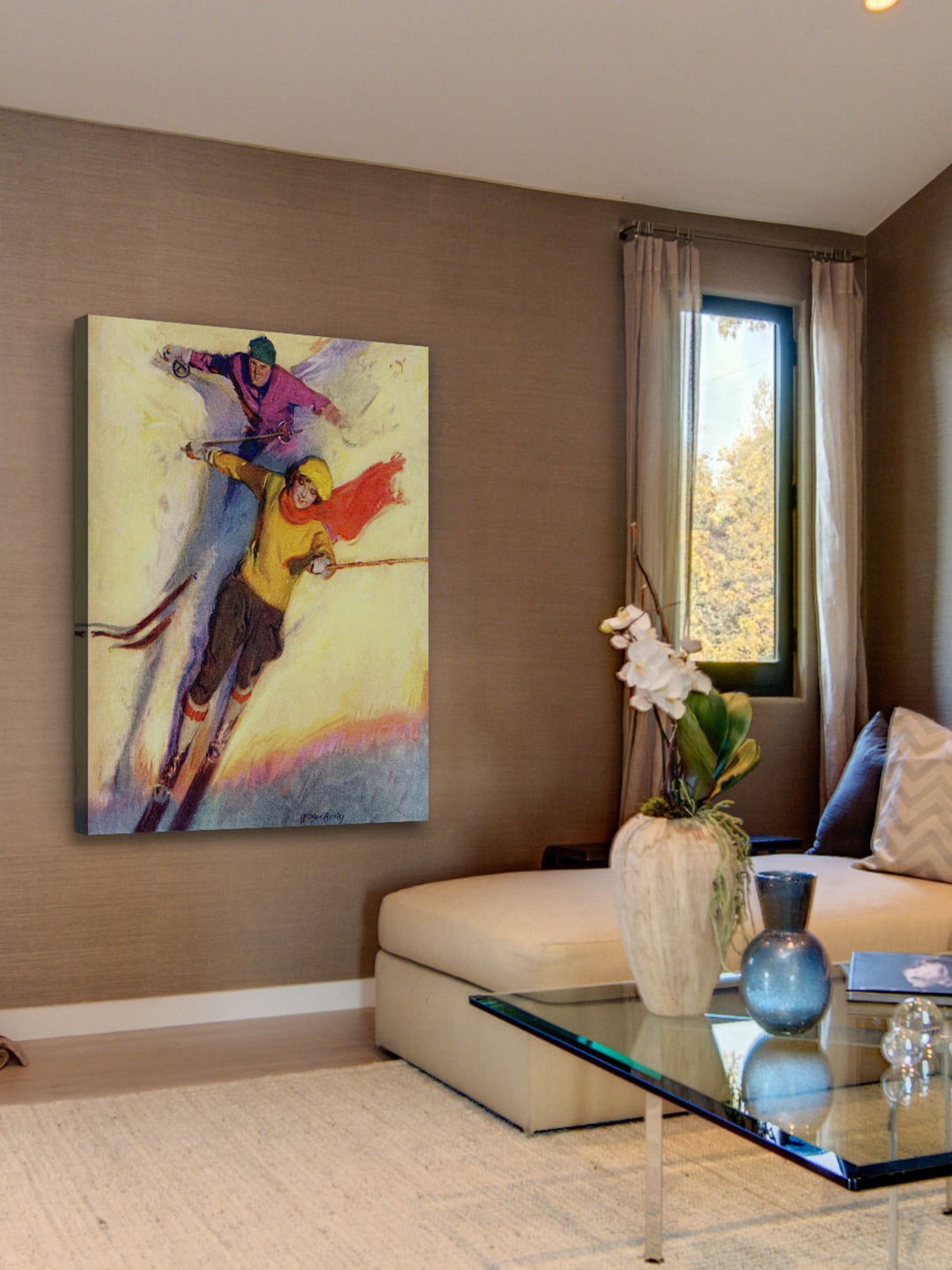 Marmont Hill Downhill Skiing by McClelland Barclay Painting Print on Wrapped Canvas