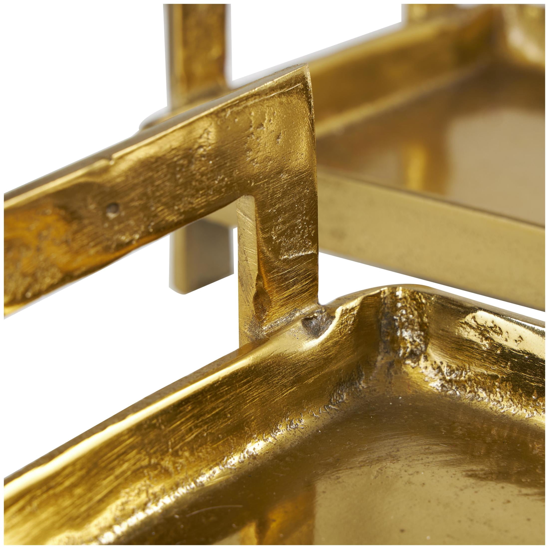 DecMode 35", 26"W Brass Aluminum Metal Nesting Tray with Metal Handles, 2-Pieces