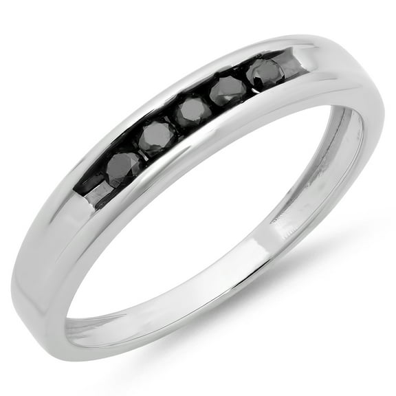 Dazzlingrock Collection 0.25 Carat (ctw) Sterling Silver Black Diamond Men's Channel Set 5 Stone Wedding Band 1/4 CT, Size 12