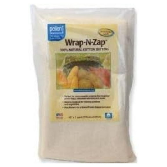 Wrap N Zap Cotton Batting (2-Pack) - 45x36 Inch - Pellon Quilting Batting for Crafts, Quilts & Sewing - Natural Cotton Fill for Warm & Cozy Projects