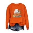 thumbnail image 2 of Inverlee Women's Halloween Sweatshirts Cute Pumpkin Ghost Print T-shirt Going Out Round Neck Sweatshirt Long Sleeve Tunic Pullover Tops Halloween Clothes, 2 of 4