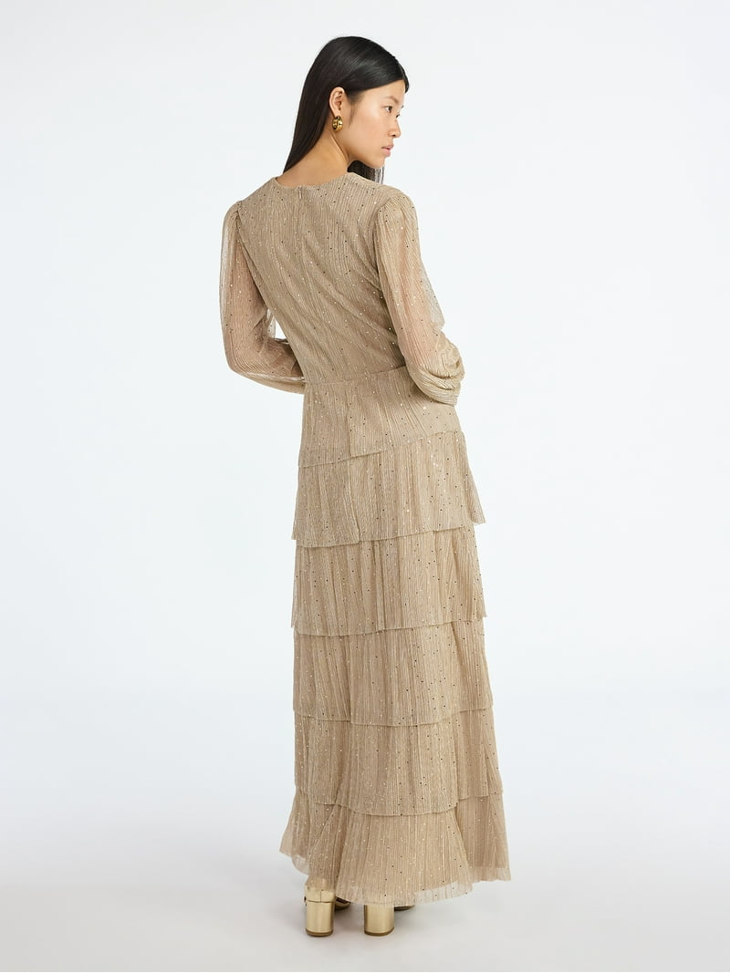 Scoop Women's and Women's Plus Glitter Ruffle Maxi Dress, Sizes XS-4X - Walmart.com Scoop Women's and Women's Plus Glitter Ruffle Maxi Dress, Sizes XS-4X - Walmart.com