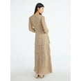 thumbnail image 3 of Scoop Women's and Women's Plus Glitter Ruffle Maxi Dress, Sizes XS-4X, 3 of 5