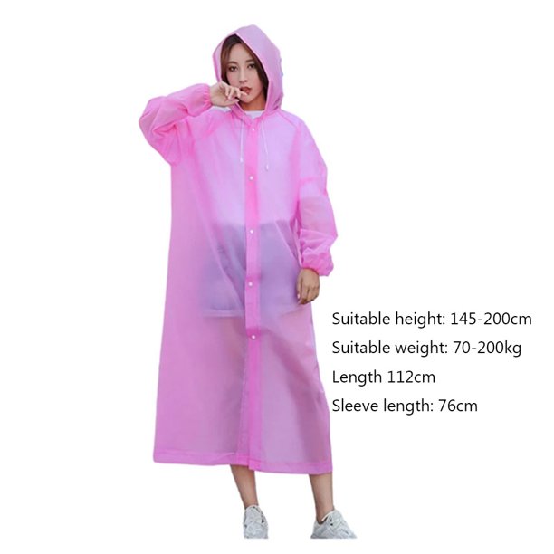 Chubasquero largo para adultos, para viajes al aire libre, pesca, escalada, poncho de lluvia con capucha (rosa) Likrtyny Libre de BPA