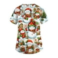 thumbnail image 4 of Garbnen Womens Scrub Top Merry Christmas Womens Scrub Tops Print Short Sleeve V Neck Snowman Print Nurse Uniforms with Pockets, 4 of 6