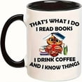 thumbnail image 1 of Taza de café divertida de cerámica con texto «Leo libros, bebo café», 1 of 2