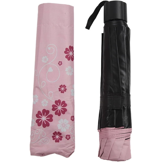 HUGFEGWE 10 Ribs Folding Umbrella, Protection, Dual Purpose, Lightweight, Compact, Wisteria Flower Print Design UA824-10499