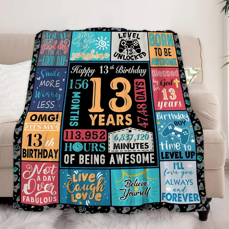 13 Year Old Girl Gifts for Birthday Blanket,13th Birthday