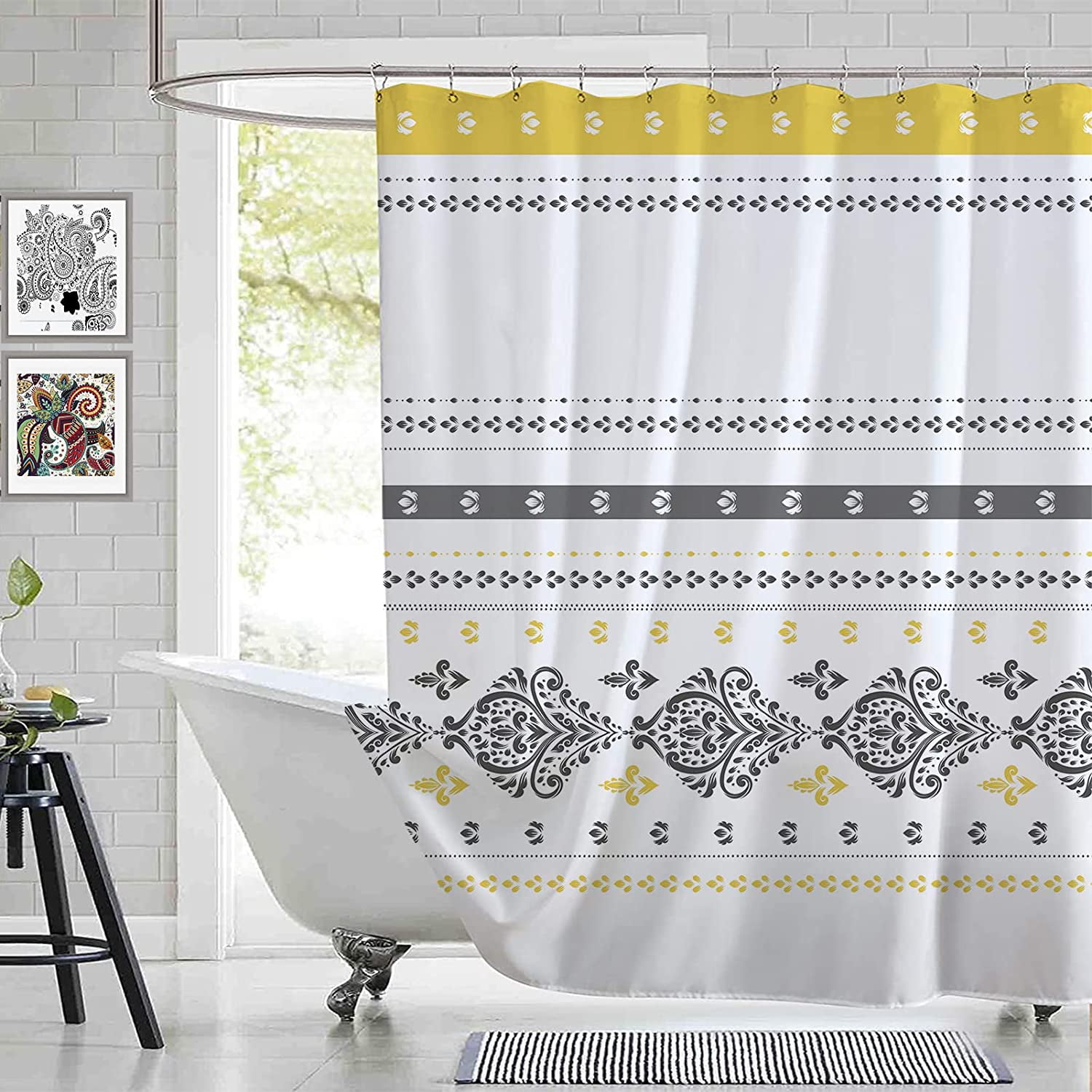 Aoselan Modern Boho Moroccan Shower Curtain Set Washable Water