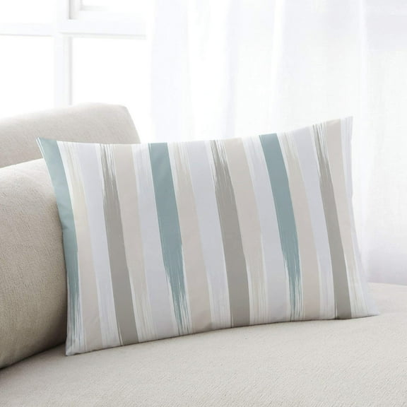 Teal Beige Brown Throw Pillow Covers, Modern Oil Painting Striped Abstract Art Soft Breathable Pillow Cases with Invisible Zipper for Sleeping, Body Pillowcases for Couch Bed Sofa Chair 24x36 Inches