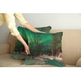 thumbnail image 2 of Ambesonne Landscape Throw Pillow Cover 2 Pack, Snowy Frozen Road, 24", Jade Green Brown White, 2 of 7