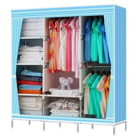 Home DIY Double/Triple Canvas Wardrobe Cupboard Portable Closet ...