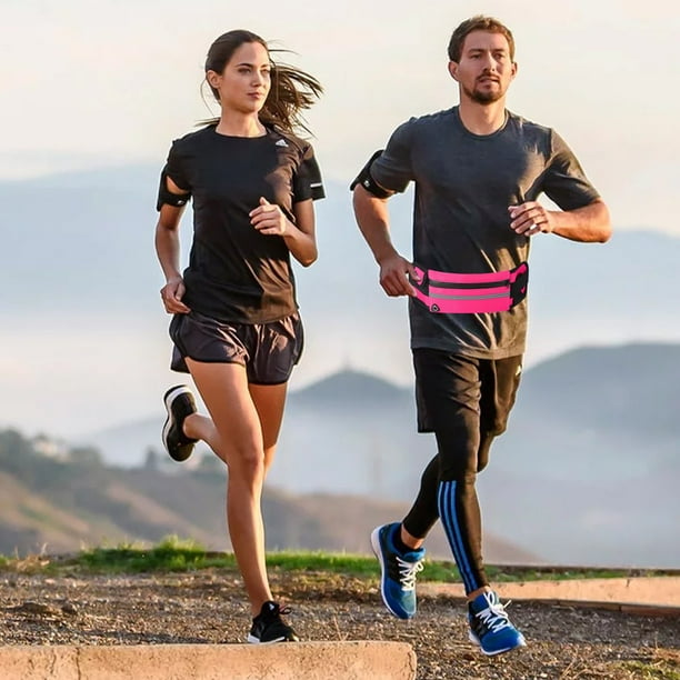 buffup Sac banane avec porte-bouteille, sac banane de sport, pour l' extérieur, l'entraînement des chiens, le cyclisme, la randonnée, la course à pied, sac banane pour homme et femme (bleu