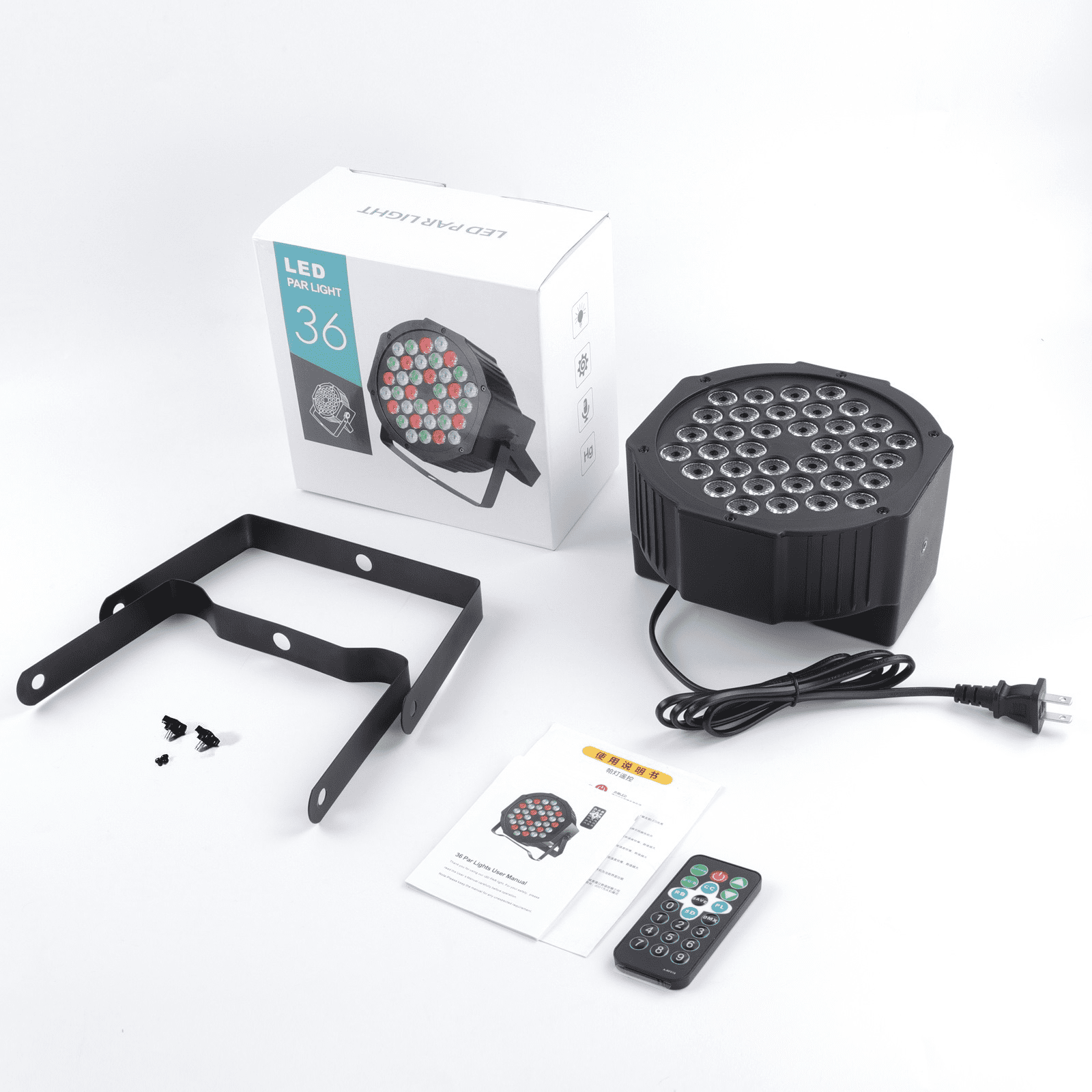 4Pack 36-LED RGB DJ Par Lights with Remote - DMX/Sound Sync for DJ, Wedding, Party, Club & Stage Lighting