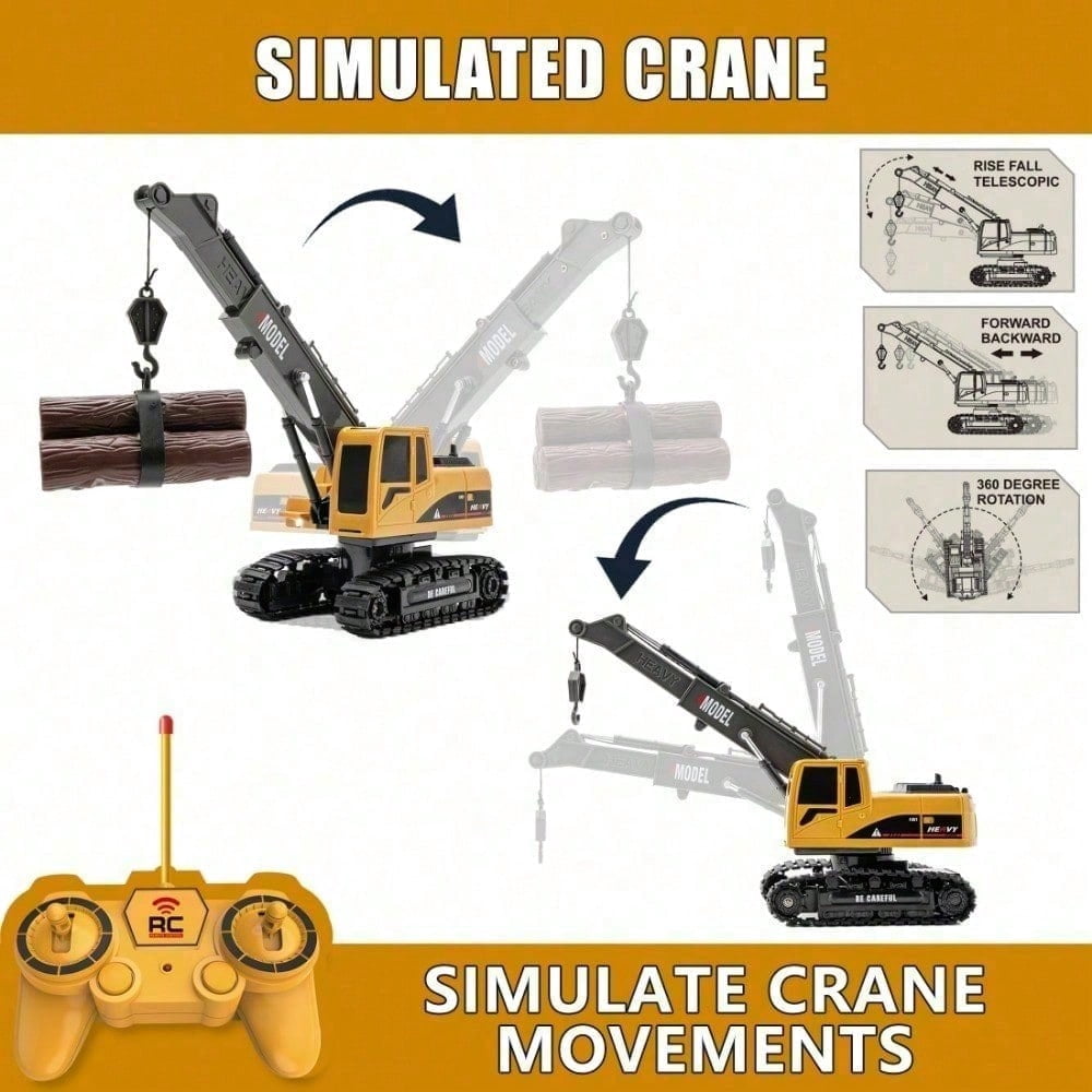 1:22 RC Construction Vehicle Toy –  Excavator/Bulldozer/Crane with Realistic Lights & Sounds, DIY Combination, Sturdy ABS, Perfect for Imaginative Play, Indoor & Outdoor Sandpit