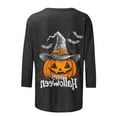 thumbnail image 3 of Xdegoge Halloween Shirts for Women 3/4 Sleeve Tops Witch Pumpkin Graphic Shirts Crew Neck Tunic T Shirts Spooky Season Tshirt Holiday Party Casual Blouses Fall Fashion 2025, 3 of 4