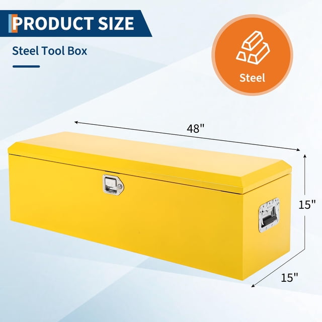 Boîte à Outils pour Lit de Camion, Coffre de Rangement en Fer Étanche et Robuste avec Verrou Latéral pour Lit de Camionnette, Remorque RV