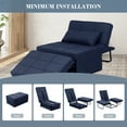 thumbnail image 5 of Ainfox Ottoman Chair Lounger Bed，4 in 1 Convertible Single Sofa Couch Futon Bed, 70.9''L x 33.9''W (Dark Blue), 5 of 8