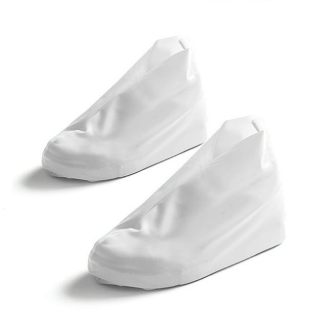 Billuyoard 1 par de nuevos accesorios, cubiertas impermeables de látex para zapatos de lluvia, cubrezapatos, botas de goma Paraguas de lluvia blanco S