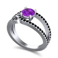 thumbnail image 2 of 2.50 Ct Beautiful Round Cut Amethyst & Black Onyx Gemstone Bridal Ring for Women Solid 18K White Gold Size 8 by Diamond-Capitals, 2 of 8