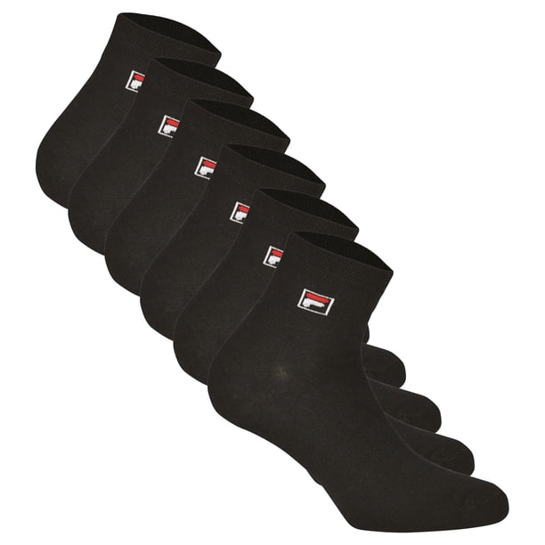 FILA Calcetines de Cuarto de Milla Unisex, 6 pares - Calcetines cortos, Sport, Logotipo Cintura, uni, 35-46 Negro EU 43-46