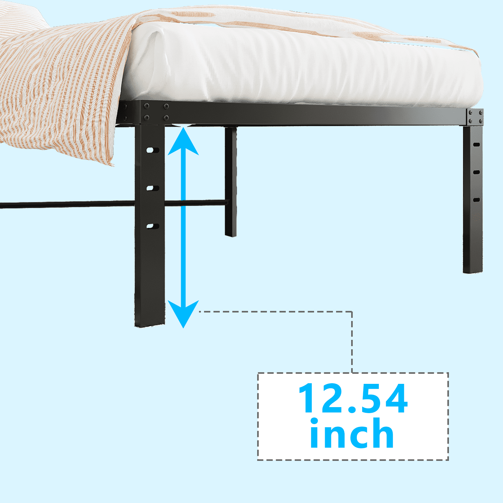 Twin Size 14 Inch Heavy Duty Metal Platform Bed Frame Noise Free Sturdy Steel Bed Base No Box Spring Required Underbed Storage For Bedroom Guest Room