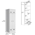 thumbnail image 3 of Newboti White dresser-closet with upper storage covered with 1 door, this wardrobe also has 2 central shelves and 1 tube for hanging clothes covered by 2 doors, and 1 drawer at the bottom. 45681, 3 of 5