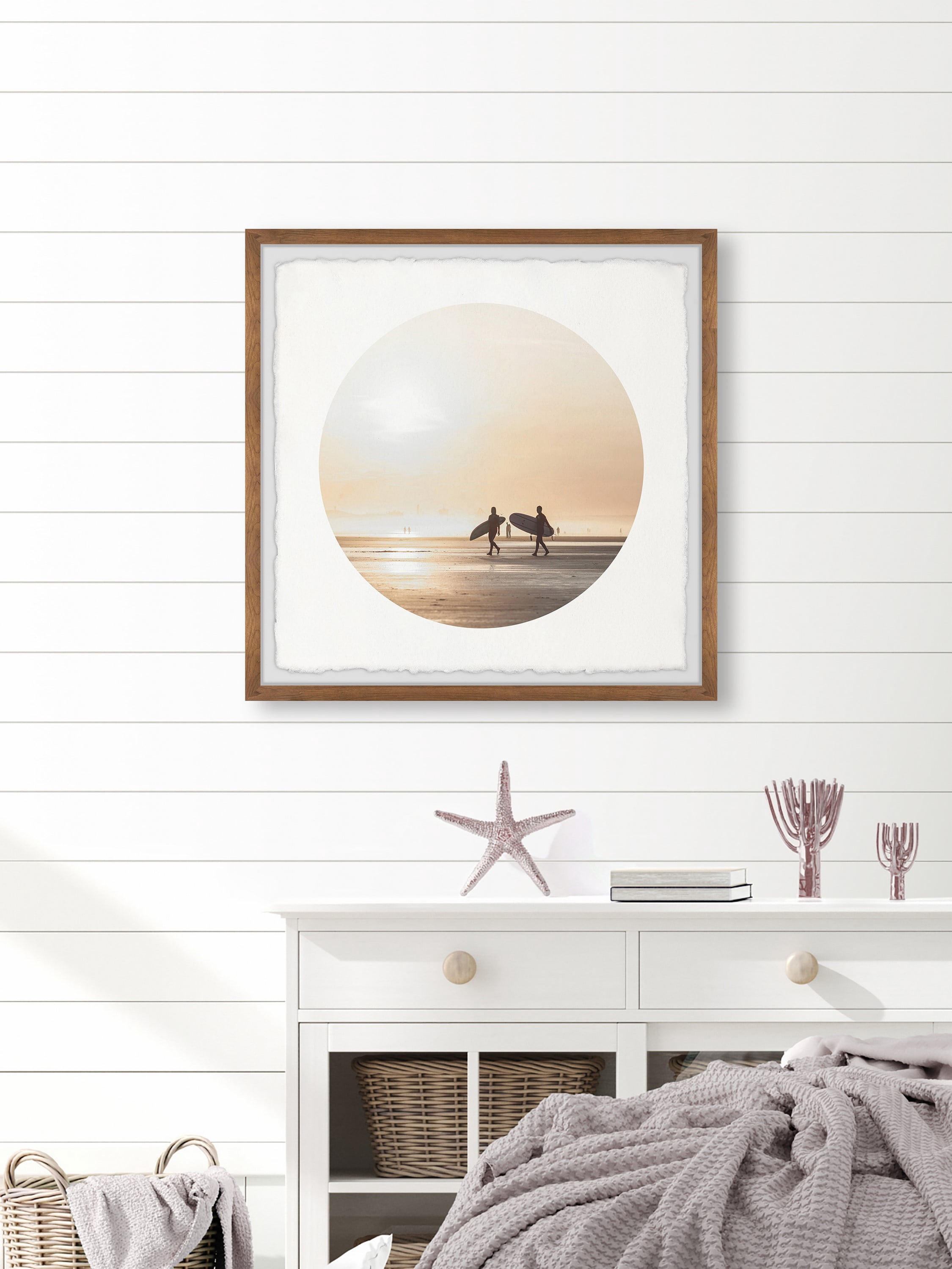 Marmont Hill Sunset Surfers Framed Wall Art, 18" x 18"