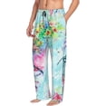 thumbnail image 2 of Uemuo Dragonfly Floral Pattern Men's Wide Leg Palazzo Lounge Pants with Pockets Light Weight Loose Comfy Casual Pajama Pants-Small, 2 of 9
