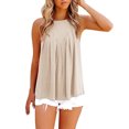 thumbnail image 4 of USSUMA T-Shirts for Women Trendy,Tank Top for Women Summer Halter Tops Pleated Sleeveless Cami Shirts Loose Dressy Shirts Beach Blouses, 4 of 8