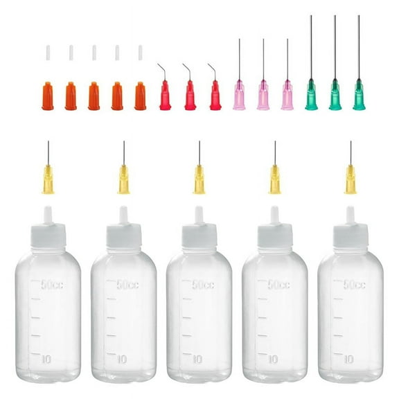 50ml Tip Applicator Bottle,Blunt Needle and Cap, 18G 20G 25G Squeeze Bottle, Oil Dropper Bottle
