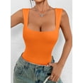 thumbnail image 5 of Orange Square Neck Sleeveless Bodysuit - Petite Fit Women, 5 of 7