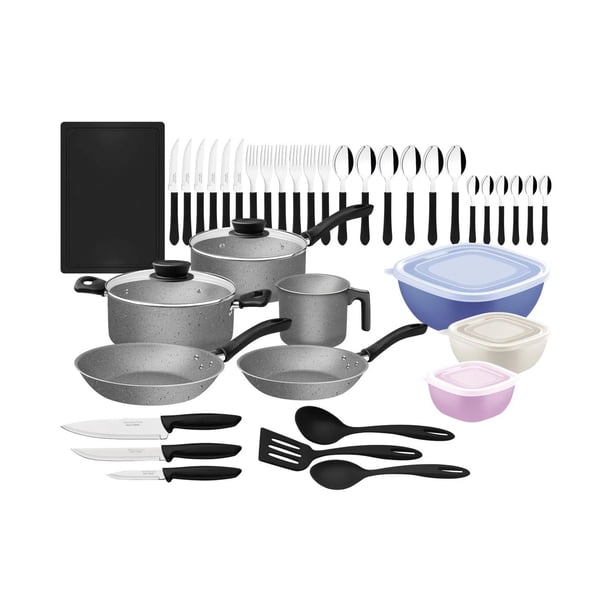 Batería de Cocina Tramontina Coimbra 44 Piezas Color Gris Modelo 28399-602