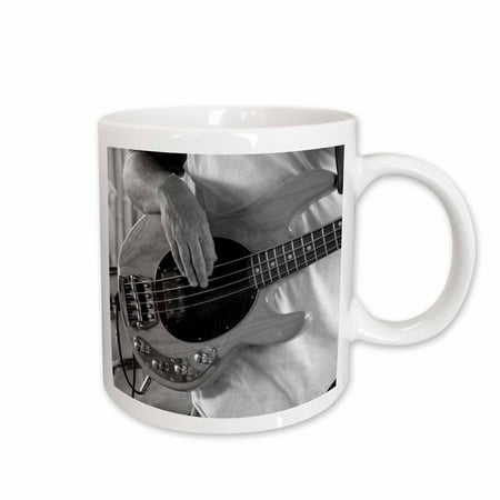 

3dRose Bass player right hand black white Ceramic Mug 15-ounce