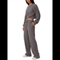 thumbnail image 1 of Conjunto de Chándal de 2 Piezas para Mujer: Sudadera Corta con Parte Delantera y Pantalón Deportivo de Pierna . Conjunto de Estar por Casa. Gris XXL, 1 of 8