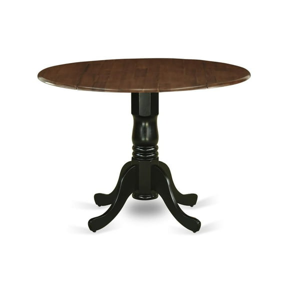 East West Furniture Dublin Traditional Wood Dining Table in Walnut/Black