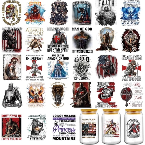 UCEI UV DTF Transfer Stickers 30 Pack Christian Faith Decals Waterproof for Mugs Cups 3.15 Inch