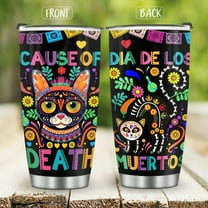 Foloda 1pc 20oz Halloween Gifts Day of Dead Día de los Muertos Cup Stainless Steel Tumbler, Cute Cat Insulated Travel Mug,Halloween Gifts,Coffee Tumbler with Lid,Travel Cup Car Cup,Gifts for Cat Love