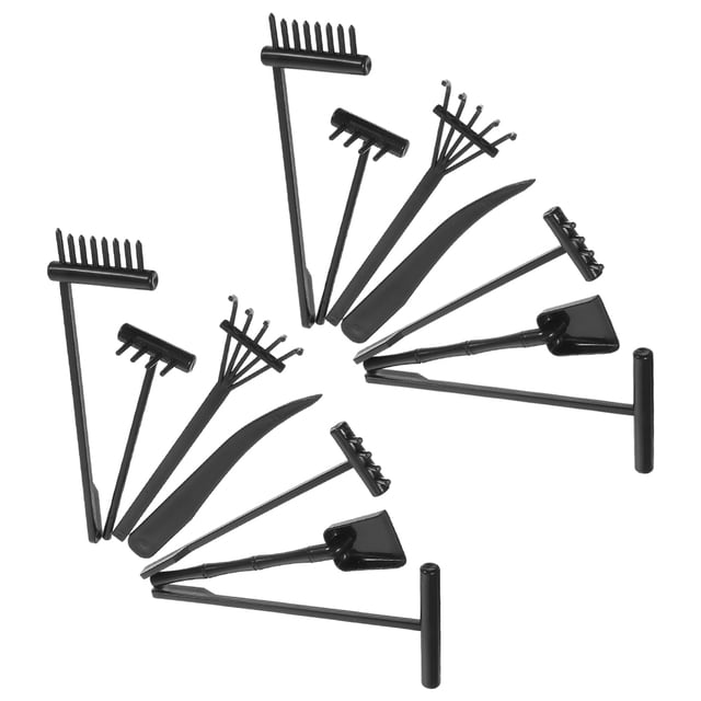 Luxshiny 1 Set Desktop Sand Tray Accessories Mini Garden Rake Black Plastic For Office Use